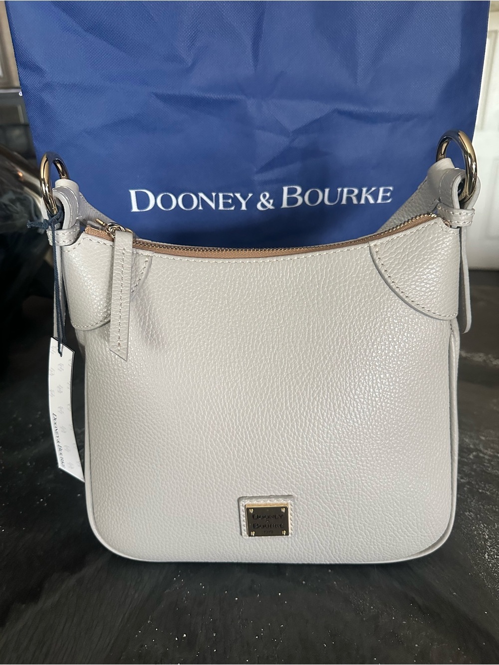 Dooney & Bourke Pebbled Leather Crossbody Bag in Light Gray